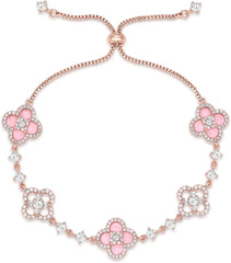 Women's 18K Gold Plated Clover Bracelet with Natural Shell - Four Leaf Lucky Charm Dainty Link Bracelets Jewelry for Women, Trendy Birthday/Mother's Day Gift