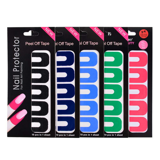 50pcs Nail Polish Protector for Fingers U-Shape Tape Polish Guards Nail Art Plastic Peel Off Sticker Cuticle Protectors Disposable 5 Sheets