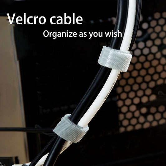 Adjustable Cable Straps with Buckles, Free Cut Length, White Reusable Fastening Cable Ties, Hook and Loop Securing Strap for Cable Tidy, Wire Management, Cord Organiser (Free cutting-Gray-3.28Ft/1m)