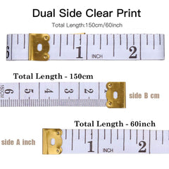 Twisha Soft Tape Measure Double Scale Body Sewing Flexible Ruler for Weight Loss Medical Body Measurement Sewing Tailor Craft Vinyl Ruler, Has Centimetre Scale on Reverse Side 60-inch (White)