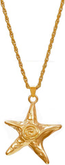 Starfish Necklace for Women Gold Star Swirl Pendant Necklace Summer Beach Ocean Shell Necklace Starfish Seashell Charm Necklace Trendy Vacation Star Jewelry