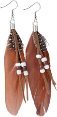 Feather Earrings Women vintage bohemian long drop