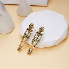 Vintage Skeleton Stud Dangle Drop Earrings for Women Men Gothic Halloween Skull Hypoallergenic Earrings Punk Piercing Studs Personalized Statement Jewelry Gifts