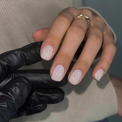 KQueenest Cat Eye Light Pink Press on Nails Medium Almond, 30 Pcs Glitter Nude Pink Fake Nails Press ons, Sparkly Acrylic Nails with UV Coating, Reusable Glue on Nails for Women Summer