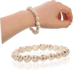 COSMEVIVI Skeleton Skull Beaded Bracelet Unisex White Turquoise Gothic Wristband for Men Women Sophisticated Outfit Accessory