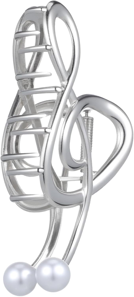 FIXOSHEE Large Pearl Music Note Claw Clip for Women Metal Hair Clamp with Strong Grip Elegant Large Hair Clip Stylish Decorative Headwear for Any Occasion
