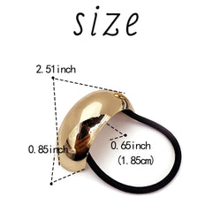 Metal Gold Hair Tie for Women Fashion Gold Silver Ponytail Holder for Thick Glossy Gold Hair Ties for Curly Long Geometric Ellipse Elastic Ponytail Cuffs Elegant Hair Accessories for Styling 2Pcs