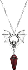 WCRAZYE Gothic Bat Pendant Necklace for Women Halloween Victoria Emboss Cameo Necklace Dark Vampire Necklace Witch Jewelry Accessories