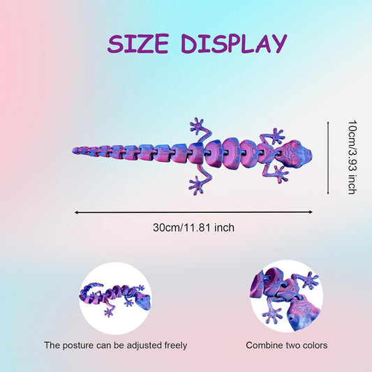 3D Printed Gecko Animals Toys - Flexible Fidget Lizard Toys for Adults, Home Office Decor, Stocking Stuffers Bulk, Birthday Party Halloween