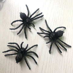 Cooplay 6pcs Fake Big Spiders Black Plastic Mock Reptile Insects Joke Toys Prank Scary Trick Tricky Brains for Halloween Party