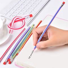 Flexible Bendy Pencil,35 PCS Flexible Soft Pencil Colorful Stripe Soft Pencils with Eraser as Gift for Students or Children