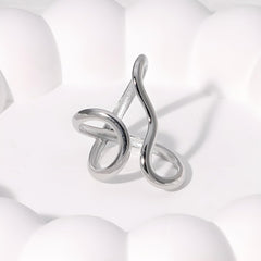 Chunky Rings For Women, Gold Silver Thumb Ring Asymmetrical Wavy Curve Ring Adjustable Non Tarnish Dainty Stainless Steel New Year Anniversary Birthday Jewelry Gift