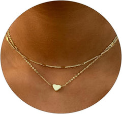 ASCOMY Dainty Gold Necklace for Women 14K Gold Plated Necklaces for Her Delicate Love Heart Necklace Heart Pendant Necklace Cute Necklaces Festival Jewelry Gift for Women