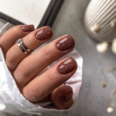 KQueenest Cat Eye Light Pink Press on Nails Medium Almond, 30 Pcs Glitter Nude Pink Fake Nails Press ons, Sparkly Acrylic Nails with UV Coating, Reusable Glue on Nails for Women Summer