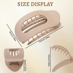 Oval-Shaped Flat Claw for Women-Strong Hold Lay Down Claw Clamps Hair Barrettes Alligator Clip-Flat Clips-Simple Elegant Duckbill Hair Clip for Thick Thin Hair (6Pcs Style A)