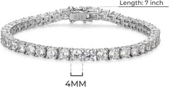 Amazon Essentials Plated Sterling Silver Round Cut Cubic Zirconia Tennis Bracelet