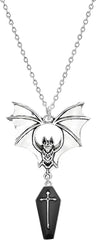 WCRAZYE Gothic Bat Pendant Necklace for Women Halloween Victoria Emboss Cameo Necklace Dark Vampire Necklace Witch Jewelry Accessories