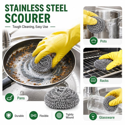 20 Pack Steel Wool Scrubber for Kitchen Cleaning, 2.6 Inch Stainless Steel Scrubber Pads, Metal Scrubber for Dishes, Pots, Pans, Ovens, Grills & Sinks