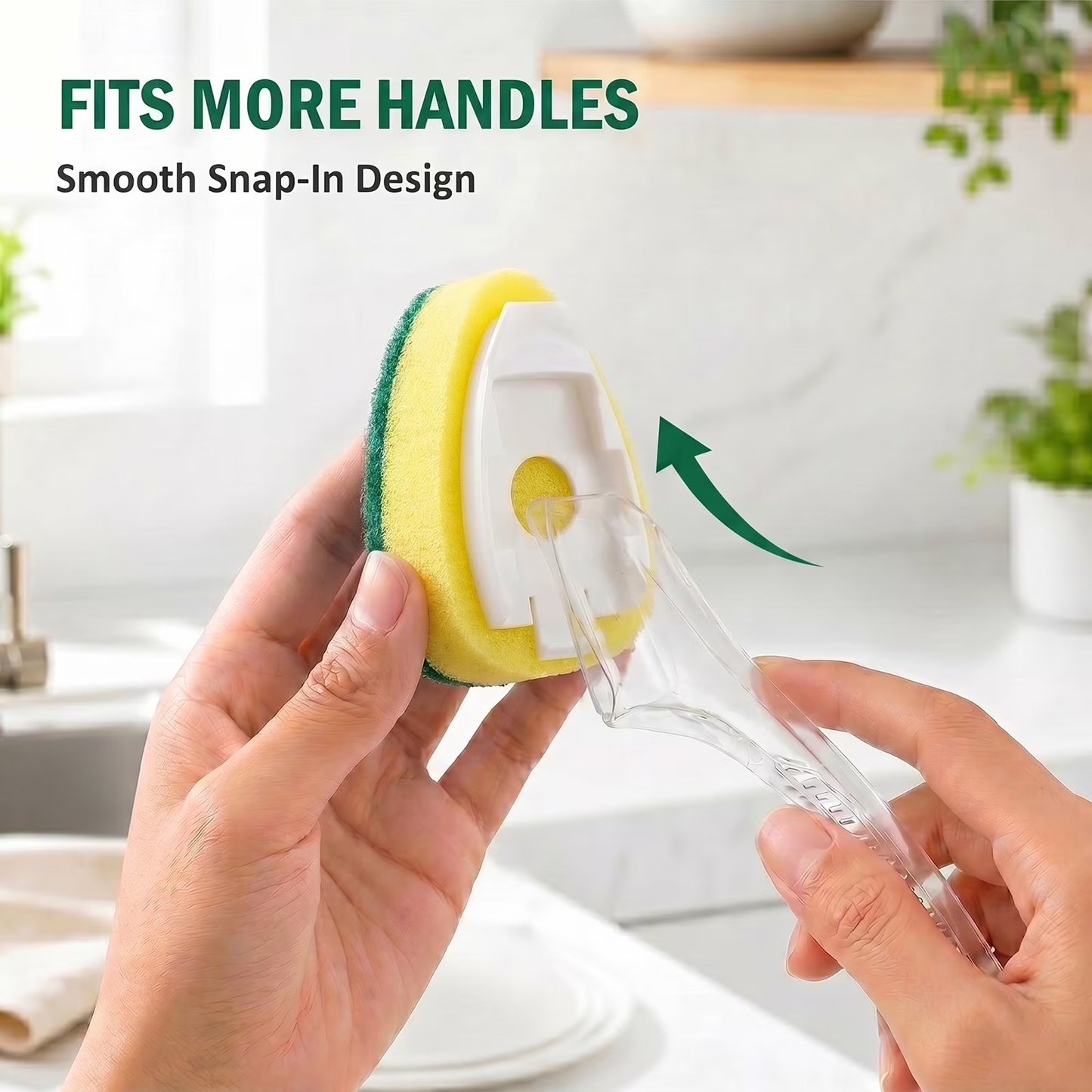 12pcs Dish Wand Refills Sponge Heads, Non Scratch Soap Dispensing Dish Scrubber Replacement, Heavy Duty Kitchen Sponges for Dishes, Compatible Scrub Brush Pads for Sink, Pots, Pans & Glassware
