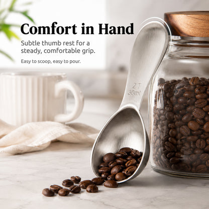 1 Pcs Coffee Scoop, Premium 2 Tablespoon Coffee Spoon for Ground Coffee and Tea, Ergonomic Handle