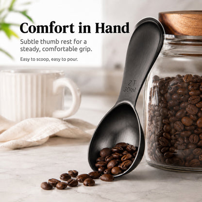 1 Pcs Coffee Scoop, 2 Tablespoon Measuring Spoon for Ground Coffee, Durable Stainless Steel, Easy to Use and Clean(Sliver）