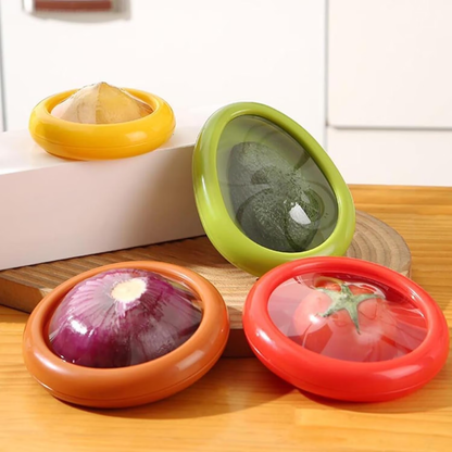 4 Pack Fresh Food Containers, Reusable Silicone Storage Pods for Fridge, Ideal for Avocados, Lemons, Garlic, Onions, and More, Send Goods from Local Warehouse