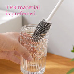 Silicone Bottle Cleaning Brush with Long Handle, Water Bottle Cleaner Brush for Baby Bottles, Vase, Sports Bottle, Glassware, Perfect for Smaller Diameter Bottle Openings (2PCS), Gray