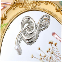 FIXOSHEE Large Pearl Music Note Claw Clip for Women Metal Hair Clamp with Strong Grip Elegant Large Hair Clip Stylish Decorative Headwear for Any Occasion