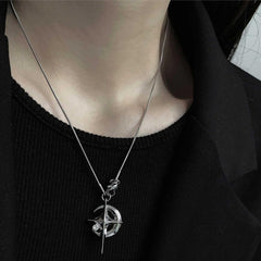 Y2k Moon Star Pendant Necklace for Men Women Stainless Steel Cool Necklaces Punk Star Necklaces Jewelry