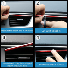 Ziciner 20 Pcs Car Air Conditioner Decoration Strip, Waterproof Bendable Auto Vent Outlet Shiny Trim, Universal Vehicle Interior Accessories Suitable for Most Air Vent Outlet (Shiny Red)