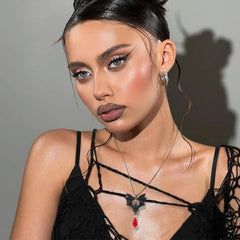 WCRAZYE Gothic Bat Pendant Necklace for Women Halloween Victoria Emboss Cameo Necklace Dark Vampire Necklace Witch Jewelry Accessories