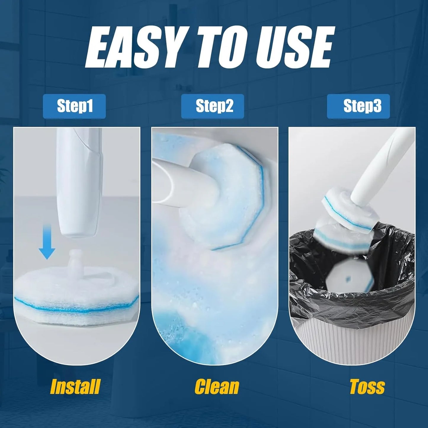 50PC Toilet Wand Refills for Hygienic Toilet Cleaning