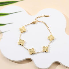 18K Gold Plated Clover Bracelet Dupes Gold Lucky Bracelet for Women Flower Four Leaf Bracelets Danity Jewelry Gifts for Women
