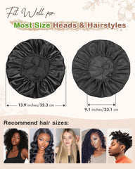 BONNET QUEEN Silk Bonnet for Sleeping Women Satin Bonnet Hair Wrap with Elastic Wide Band Sleep Cap for Curly Hair Night Cap