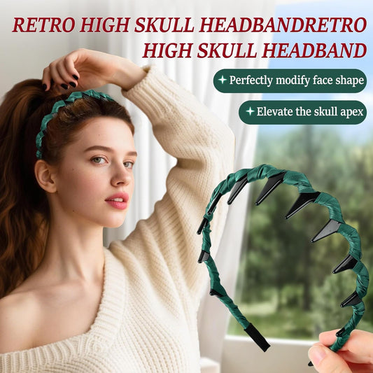 3Pack Vintage High Cranium Artificial Hairband, Retro High Skull Headband for Women's Hair Hairband,Non-Slip HairBand with Teeth,Vintage Elegant Hair Accessories for Wedding Party (Simple, One Size)