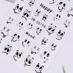 3D Nail Art Stickers Small Expressions Nail Decals Self-Adhesive Nail Stickers Cartoon Funny Emoticons Nail Art Supplies Cute Manicure Accessories for Women DIY Acrylic Nails Decorations 6 Sheets