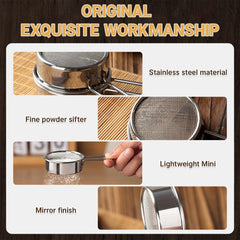 Flour Sifter for Baking,Stainless Steel Powdered Sugar Shaker Duster for Rapid Screening Of Flour,Apricot Flour,Sugar Powder,Powder With Other Ingredients