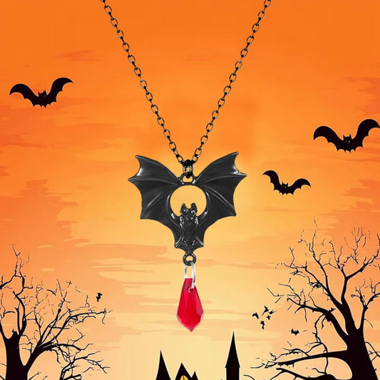 WCRAZYE Gothic Bat Pendant Necklace for Women Halloween Victoria Emboss Cameo Necklace Dark Vampire Necklace Witch Jewelry Accessories