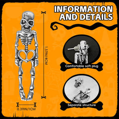 Halloween Skull Earrings with Heart Cutout - Punk Gothic Jewelry for Women Men, Alloy Electroplated Goth Ear Accessories, Lightweight 5g, 4cm Length, Hypoallergenic (Silver/Gold)