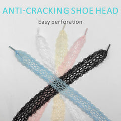 UamGlsob Lace Fancy Shoelaces for Samba Fashion Shoes, 3CM Wide Flat Soft Lace Shoe Laces for Women Girls