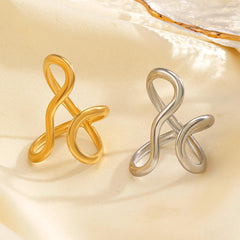 Thumb Rings for Women Chunky Gold Rings for Women Non Tarnish Stainless Steel Adjustable Rings Thumb Silver Ring Wave Curve Ring Dainty Unique Rings