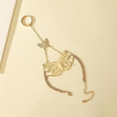 Hand Chain Bracelet Gold Ring Bracelet Hand Chain Butterfly Bracelets for Women Halloween Jewelry Gifts