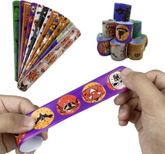 JoFAN 48 PCS Halloween Slap Bracelets Toys for Kids Girls Boys Halloween Party Favors Halloween Treat Bags Gifts