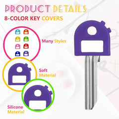 8-Pack Key Labels Stretchable All-in-One Key Covers, Key Identification Caps, suitable for most keys with blank and printed labels.