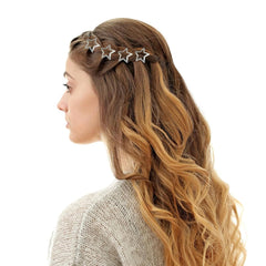 Metal Star Hair Clips, 10Pc 1.2In Silver Y2K 2000s Hair Barrettes Clips, Non-Slip Star Snap Hair Clips Accessories Small for Girls Women Parties (Silver)