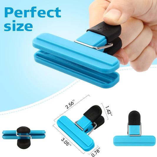 20 Pcs chip Bag Clips Plastic Food Bag Clips with Heavy Duty, Heavy Seal Grip Food Clip for Snack Storage Home Office School 3.07 x2.56 x 1.46 inch(Blue)