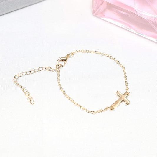 Boho Bracelet with Tiny Cross hand chain for women and Girls