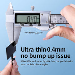 Heavy Duty Tether Tab - 44lbs Load Capacity, Metal Lanyard Patch & Strap Adapter for iPhone Android, Universal for Full Phone Cases (Fashion Silver+Black)