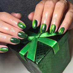 KQueenest Cat Eye Light Pink Press on Nails Medium Almond, 30 Pcs Glitter Nude Pink Fake Nails Press ons, Sparkly Acrylic Nails with UV Coating, Reusable Glue on Nails for Women Summer