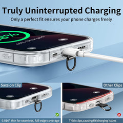 Heavy Duty Tether Tab - 44lbs Load Capacity, Metal Lanyard Patch & Strap Adapter for iPhone Android, Universal for Full Phone Cases (Fashion Silver+Black)